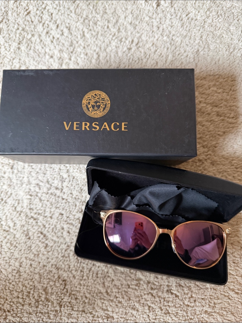 Women's Gold Metal Frame Sunglasses with Pink Lenses